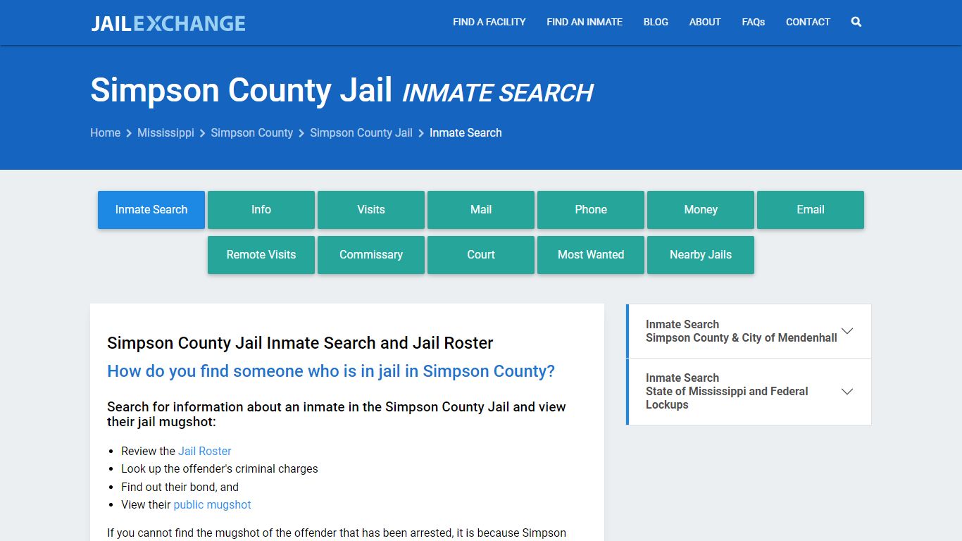 Inmate Search: Roster & Mugshots - Simpson County Jail, MS