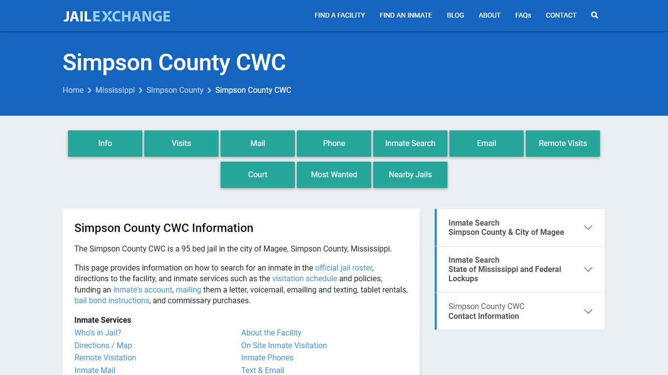 Simpson County CWC, MS Inmate Search, Information - Jail Exchange
